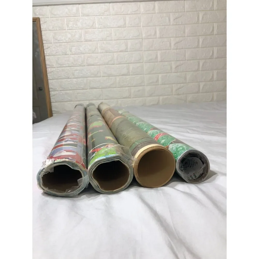 Lot 4 Vtg Cleo Christmas Wrapping Paper 150 SqFt Jumbo Gift Wrap Door Decoration